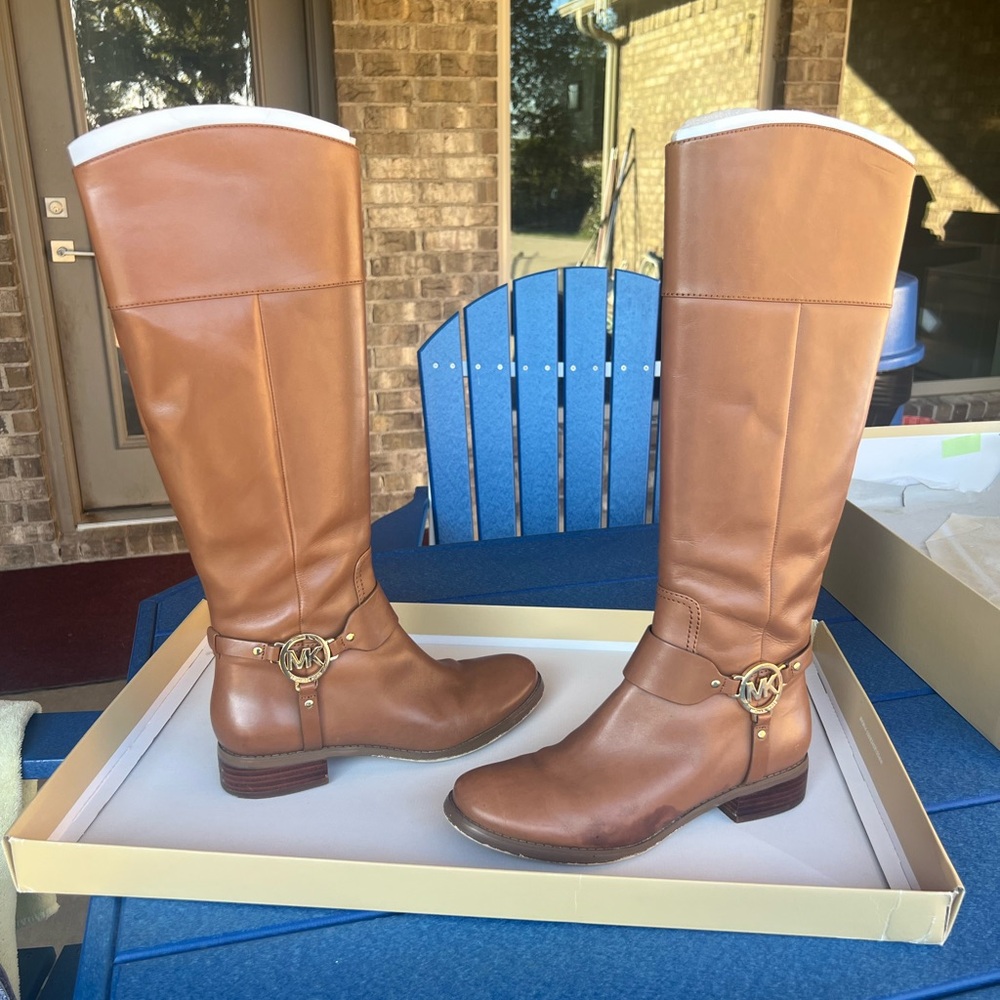 Michael Kors Brown Leather Riding Boots